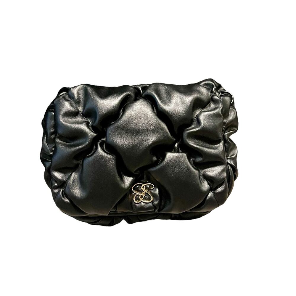 Jessica Simpson Elegant Quilted Black Shoulder Bag with Gold Chain Strap NWT - Picture 7 of 16